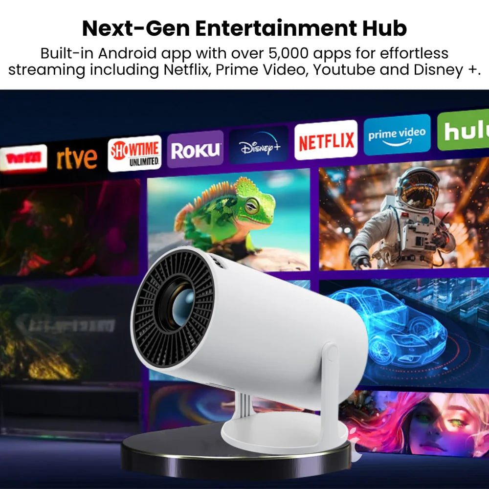 Smart Mini 4K Projector with HDMI, Wifi, Jiostar, Netflix, Youtube Etc